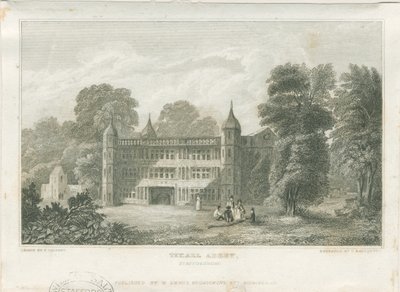 Tixall Hall - Gatehouse: engraving، nd [c 1830] (طباعة) بواسطة فريدريك كالفيرت