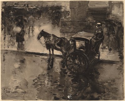 The Up-Tide on the Avenue ، ربما عام 1890. بواسطة فريدريك تشايلد حسام