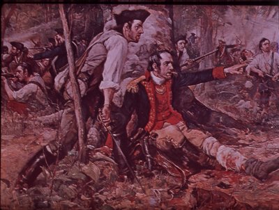 The Battle of Oriskany in 1777, c.1930 (colour litho) بواسطة فريدريك كوفي (بعد) يون