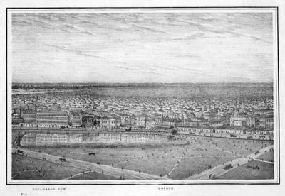 صف ومسجد Esplanade ، بانوراما كالكوتا ، الهند ، c1840s. بواسطة فريدريك فيبيج