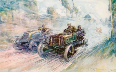 سائق بريطاني ، تشارلز جاروت ، يفوز بسباق 1902 Circuit des Ardennes مع بانهارد "70" الشهير (اللون الليثو) بواسطة فريدريك جوردون (بعد) كروسبي