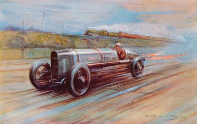 شعاع الشمس ذو 12 أسطوانة بمحرك هوائي اشتهر بواسطة K Lee Guinness في Brooklands وأسرع سيارة في عام 1922 (لون ليثو) بواسطة فريدريك جوردون (بعد) كروسبي