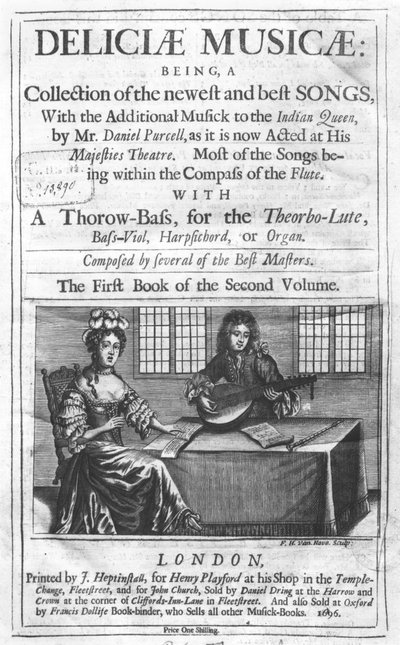 صفحة عنوان "Deliciae Musicae" ، طبعها J. Heptinstall لـ Henry Playford ، لندن ، 1696 بواسطة فريدريك هندريك فان هوف