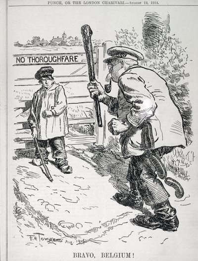 برافو بلجيكا! من مجلة "Punch" ، المجلد CXLVII ص .143 ، حانة. 12 أغسطس 1914 بواسطة فريدريك هنري تاونسند