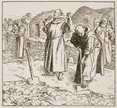 تربية الرهبنة ، رسم توضيحي من "كنيسة إنجلترا: تاريخ للشعب" بقلم HDM Spence-Jones ، حانة. حوالي عام 1910 (ليثو) (صورة بني داكن) بواسطة فريدريك هنري تاونسند