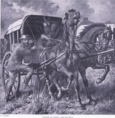 الهروب من Steyn و De Wit ، التوضيح من بعد بريتوريا: حرب العصابات ، 1902 بواسطة فريدريك جود وو