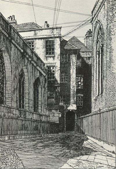 الجانب الجنوبي من القاعة في Cliffords Inn في مدينة لندن ، c1903 ، 1934. بواسطة فريدريك لاندسير مور غريغز