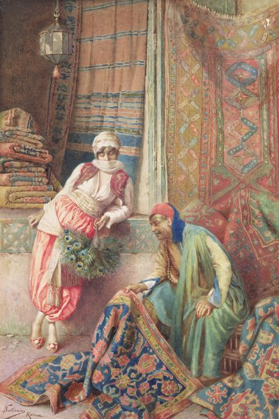 المساومة مع بائع السجاد ، 1875 ج (مرحاض على ورق) بواسطة فريدريكو باليسيو