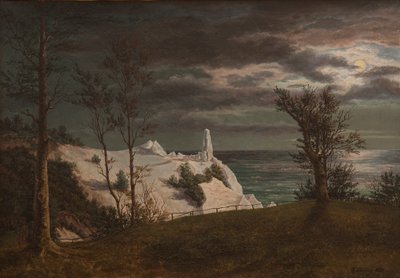 البرج الصيفي على منحدرات جزيرة مون. ضوء القمر ، 1831 بواسطة Frederik Hansen Sodring