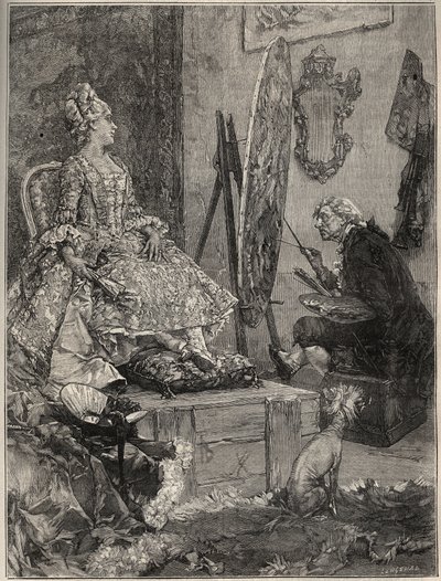 فرانسوا باوتشر (1703-1770) رسم صورة جين أنطوانيت بواسون ، ماركيز بومبادور (المعروفة باسم مدام دي بومبادور بواسطة فريدريك هندريك (بعد) كايمرير