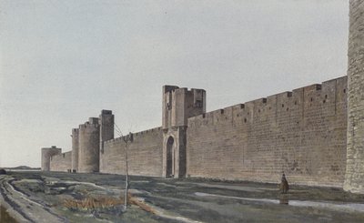 Aigues-Mortes ، المنظر الخارجي للأسوار ، مأخوذة من بواسطة مصور فرنسي