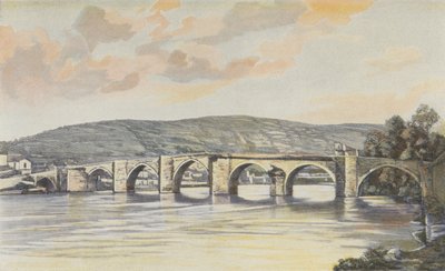 Cahors ، مجموعة جسر Neuf (القرن الرابع عشر) ، المنظر المأخوذ عند المنبع على الضفة اليمنى بواسطة مصور فرنسي