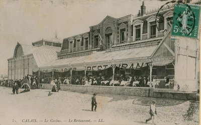كاليه ، الكازينو ، المطعم. أُرسلت البطاقة البريدية في 14 أغسطس 1913. بواسطة مصور فرنسي