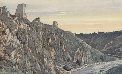 Crozant ، أطلال القصر على ضفاف Creuse ، المنظر الذي تم أخذه إلى الشرق الأدنى بواسطة مصور فرنسي