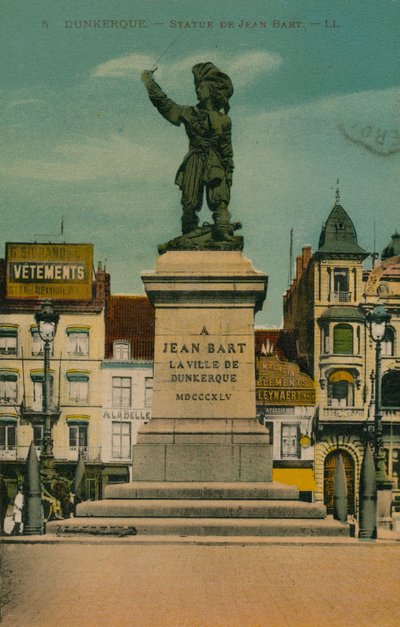 دونكيرك - تمثال جان بارت. أُرسلت البطاقة البريدية عام 1913. بواسطة مصور فرنسي
