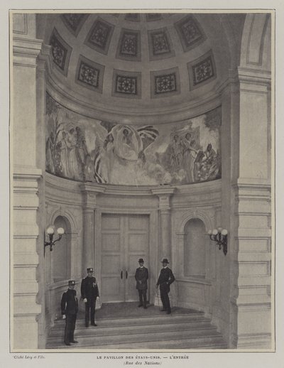 مدخل الجناح الأمريكي ، معرض يونيفرسيل 1900 ، باريس (صورة بالأبيض والأسود) بواسطة مصور فرنسي