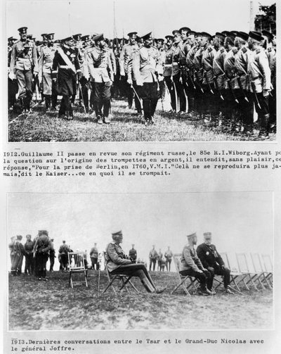 المحادثات النهائية بين القيصر والدوق نيكولاس الثاني والجنرال جوفر ، 1913 بواسطة مصور فرنسي