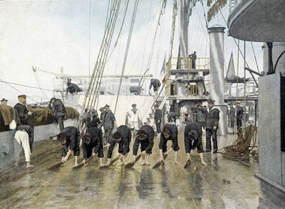 French Navy, late 19th century: wash of the bridge - Bibl. des Arts deco. بواسطة مصور فرنسي