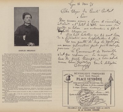كومونة باريس ، تشارلز أمورو ، نسخة طبق الأصل من A Pass For The Fall Of The Column Vendome (b / w photo) بواسطة مصور فرنسي