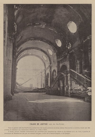 كومونة باريس ، قصر العدل ، Salle des Pas-Perdus (b / w photo) بواسطة مصور فرنسي