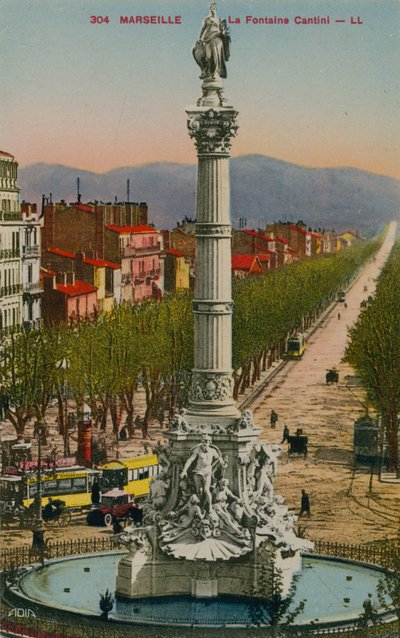 لافونتين كانتيني في مرسيليا. بناه النحات أندريه ألار. أُرسلت البطاقة البريدية عام 1913. بواسطة مصور فرنسي