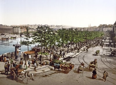 سوق سانت أنطوان ، Quay des Célestins ، ليون ، c.1900 بواسطة مصور فرنسي