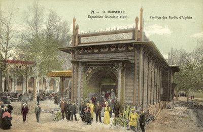 مرسيليا ، معرض كولونيال 1906 ، بافيلون دي فوريتس دالجيري (صورة ملونة) بواسطة مصور فرنسي