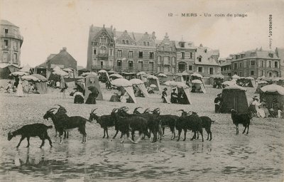 ميرس - جزء من الشاطئ. أُرسلت البطاقة البريدية عام 1913. بواسطة مصور فرنسي