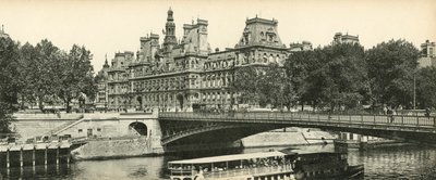 باريس ، LHotel de Ville و Pont dArcole ، Town Hall و Arcole Bridge بواسطة مصور فرنسي