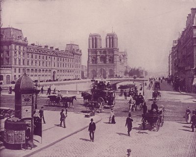 باريس: بونت سانت ميشيل ونوتردام (b / w photo) بواسطة مصور فرنسي