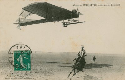 بطاقة بريدية لطائرة أنطوانيت حلقها M. Demanest ، أُرسلت عام 1913 بواسطة مصور فرنسي