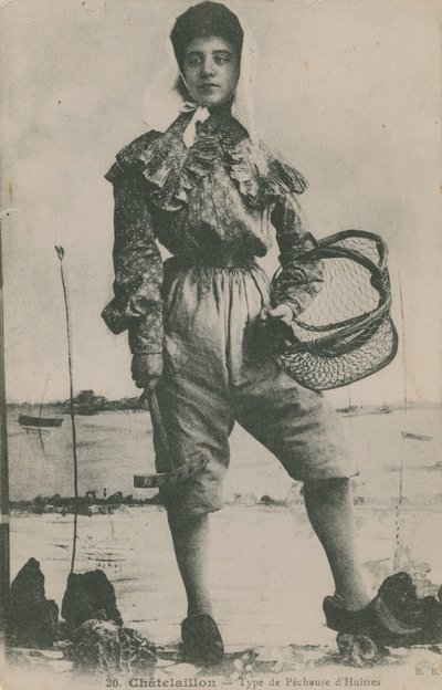 بطاقة بريدية لصيد المحار ، أُرسلت عام 1913 بواسطة مصور فرنسي