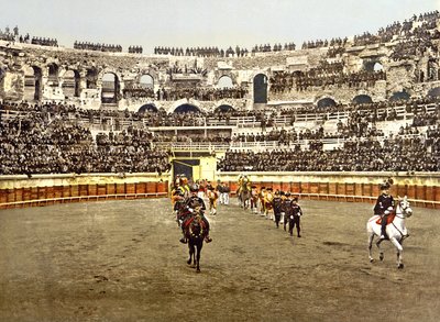 موكب matadors في المدرج في نيم ، 1890-1900 بواسطة مصور فرنسي