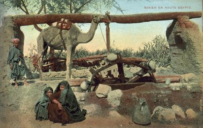 الساقية ، صعيد مصر (صورة ملونة) بواسطة مصور فرنسي