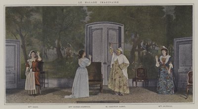 مشهد من إنتاج Le Malade Imaginaire لموليير (صورة ملونة) بواسطة مصور فرنسي