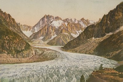 منظر خلاب للجبال والأنهار الجليدية. أُرسلت البطاقة البريدية عام 1913. بواسطة مصور فرنسي