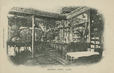 The Bar at Maxim's ، باريس (صورة بالأبيض والأسود) بواسطة مصور فرنسي