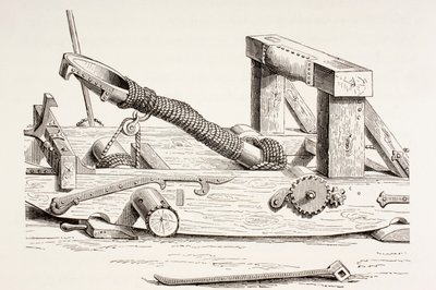 mangonel من القرن الخامس عشر ، من Les Arts au Moyen Age ، تم نشره عام 1873 بواسطة المدرسة الفرنسية