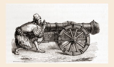 A 16th century breech loading German cannon, from Les Merveilles de la Science, published c.1870 (engraving) بواسطة المدرسة الفرنسية