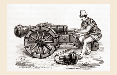 مؤخرة من القرن السادس عشر تحمل مدفعًا ألمانيًا ، من Les Merveilles de la Science ، نُشرت حوالي عام 1870 (نقش) بواسطة المدرسة الفرنسية