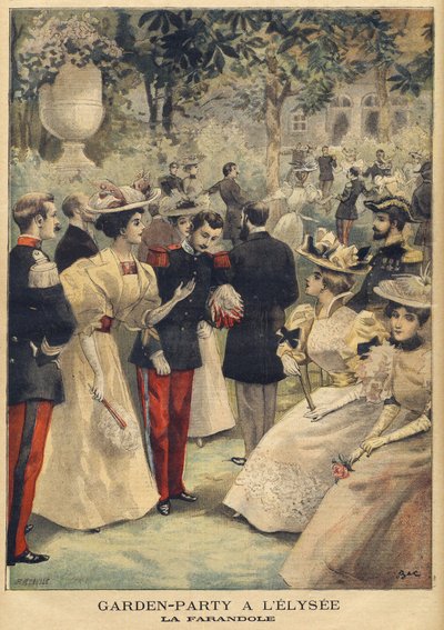 حفلة حديقة في الاليزيه (لا فاراندول) - رسم توضيحي لميول ، فورتشن لويس (1844-1901) من "لو بيتي جورنال" ، 21 يوليو 1895 (نقش) بواسطة المدرسة الفرنسية