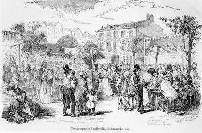 A Guinguette at Belleville مساء الأحد ، من Tableau de Paris بواسطة Edmond Auguste Texier ، باريس ، 1852 بواسطة المدرسة الفرنسية