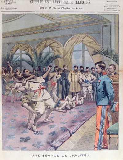 جلسة جيو جيتسو في فرنسا ، توضيح من لو بيتي باريزيان ، 1905 بواسطة المدرسة الفرنسية