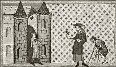A Leper House ، من "العلوم والأدب في العصور الوسطى" بقلم بول لاكروا (1806-1884) نشر لندن 1878 بواسطة المدرسة الفرنسية
