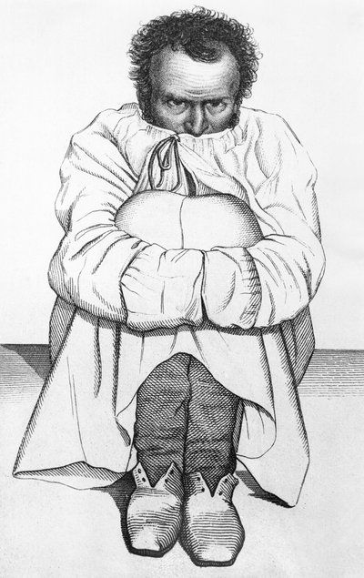 رجل مجنون ، رسم توضيحي من كتاب جان إتيان دومينيك إسكولول (1772-1840) بواسطة المدرسة الفرنسية