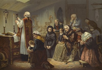 قداس تحت الإرهاب ، فرنسا ، 1790 بواسطة المدرسة الفرنسية