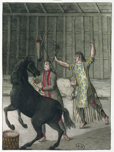 شامان ينفي الأرواح الشريرة لشخص مريض ، سيبيريا ، c.1811 بواسطة المدرسة الفرنسية