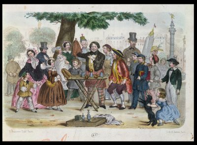 ساحر في الشارع بالقرب من ساحة الباستيل ، باريس ، محفور من قبل جانين ، 1840-50 بواسطة المدرسة الفرنسية