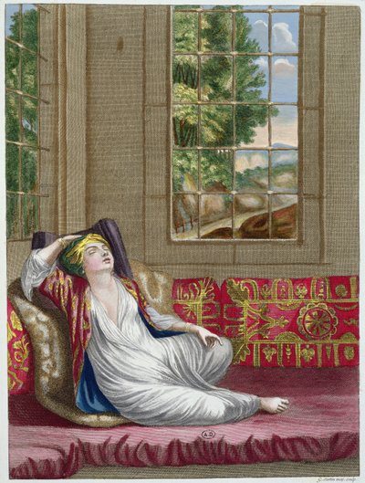 امرأة تركية ، من Recueil dEstampes sur les Costumes du Levant ، محفورة من قبل جيرارد جان بابتيست سكوتين (1671-1716) 1707-08 بواسطة المدرسة الفرنسية
