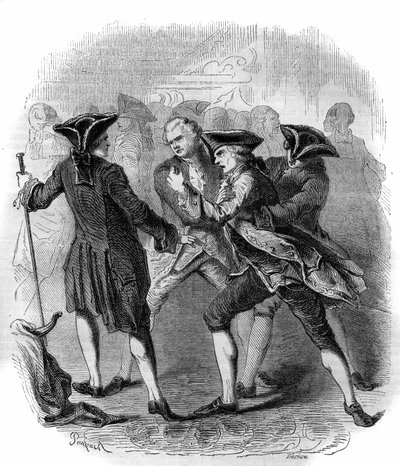 مواجهة بين "" Gluckistes "و" Piccinistes "" توضح التنافس بين الملحنين Christoph Willibald Gluck و Niccolo Vito Piccinni. نقش من 1856. بواسطة المدرسة الفرنسية